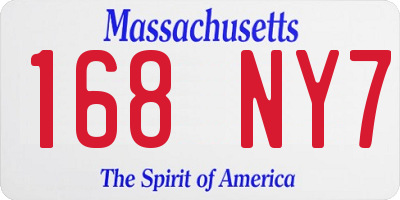 MA license plate 168NY7