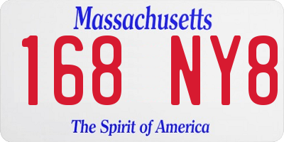 MA license plate 168NY8