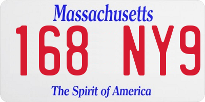 MA license plate 168NY9