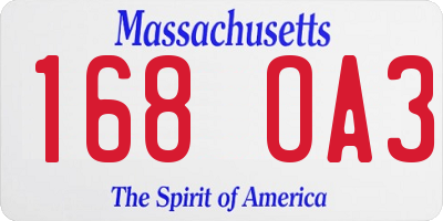 MA license plate 168OA3