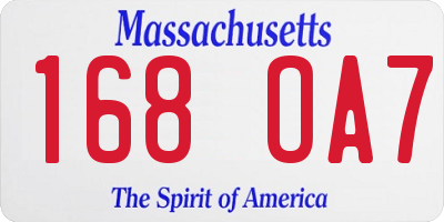 MA license plate 168OA7