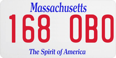 MA license plate 168OB0