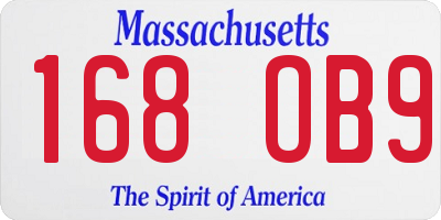 MA license plate 168OB9