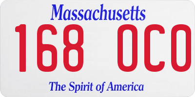 MA license plate 168OC0