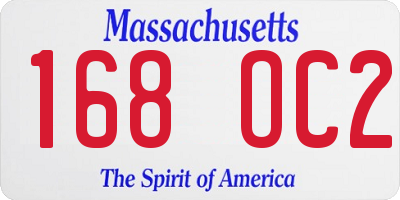MA license plate 168OC2