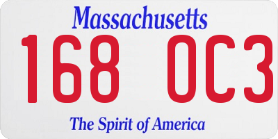 MA license plate 168OC3
