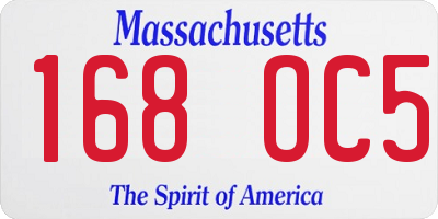 MA license plate 168OC5