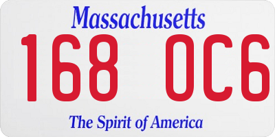 MA license plate 168OC6