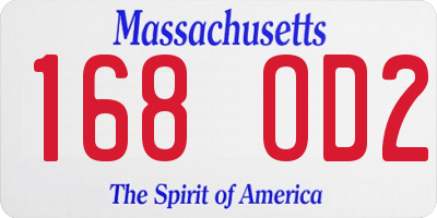 MA license plate 168OD2