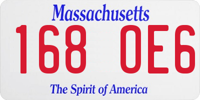 MA license plate 168OE6