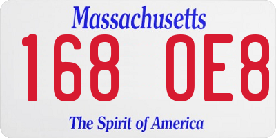 MA license plate 168OE8