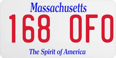 MA license plate 168OF0