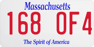 MA license plate 168OF4