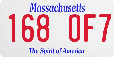MA license plate 168OF7