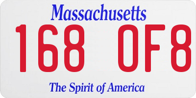 MA license plate 168OF8