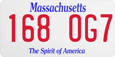 MA license plate 168OG7