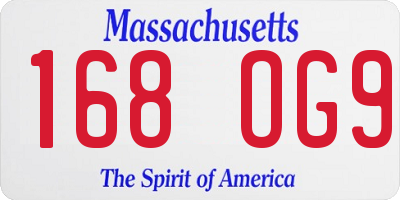 MA license plate 168OG9
