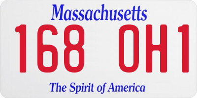 MA license plate 168OH1