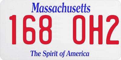 MA license plate 168OH2