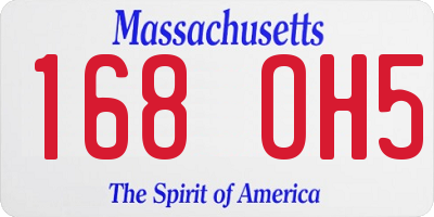 MA license plate 168OH5