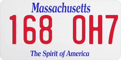 MA license plate 168OH7