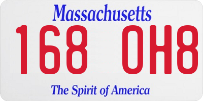 MA license plate 168OH8