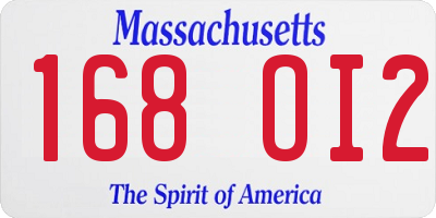 MA license plate 168OI2