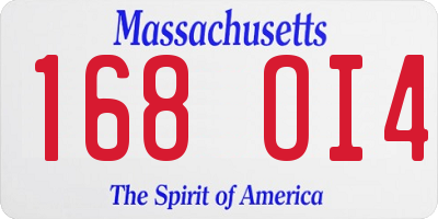 MA license plate 168OI4