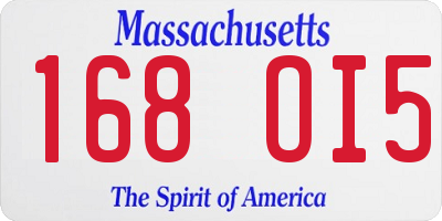 MA license plate 168OI5