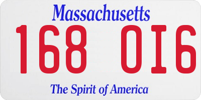 MA license plate 168OI6