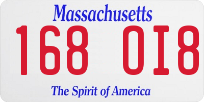 MA license plate 168OI8