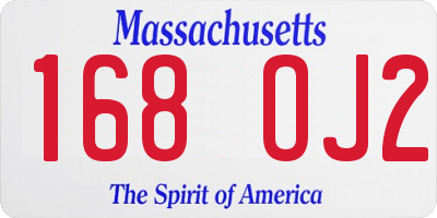 MA license plate 168OJ2