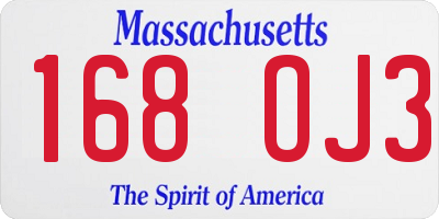 MA license plate 168OJ3