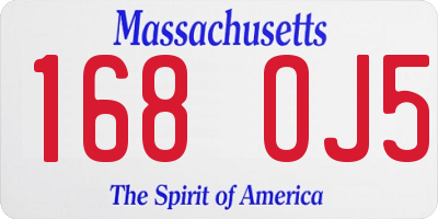 MA license plate 168OJ5