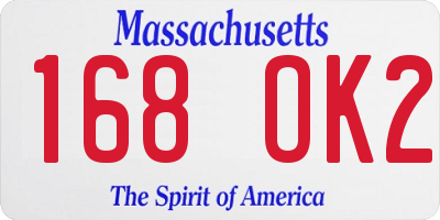 MA license plate 168OK2