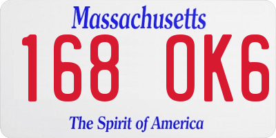 MA license plate 168OK6