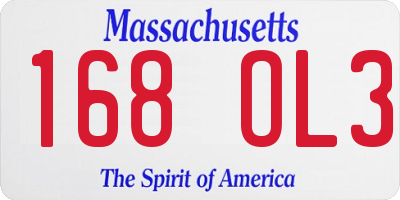 MA license plate 168OL3