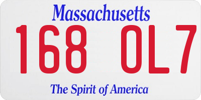 MA license plate 168OL7