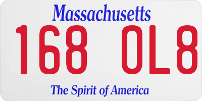 MA license plate 168OL8