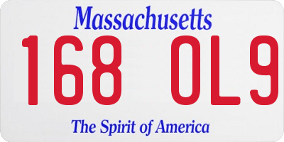 MA license plate 168OL9