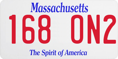 MA license plate 168ON2