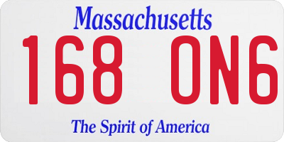 MA license plate 168ON6