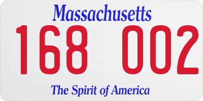 MA license plate 168OO2
