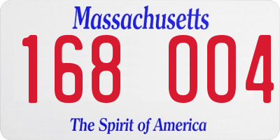 MA license plate 168OO4