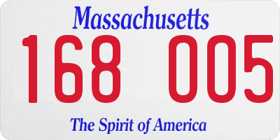 MA license plate 168OO5