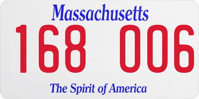 MA license plate 168OO6
