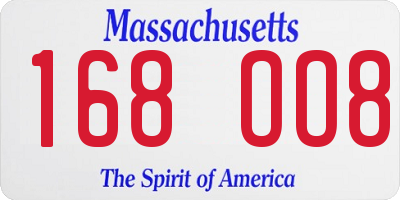 MA license plate 168OO8