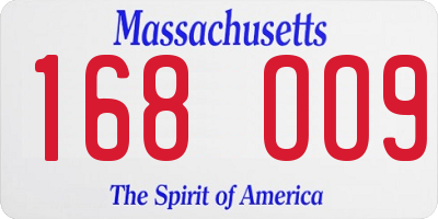 MA license plate 168OO9