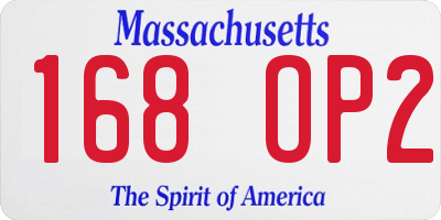 MA license plate 168OP2