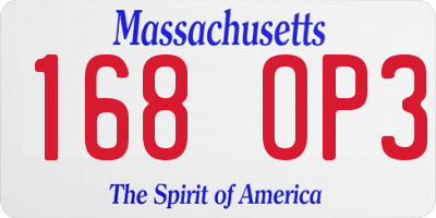 MA license plate 168OP3